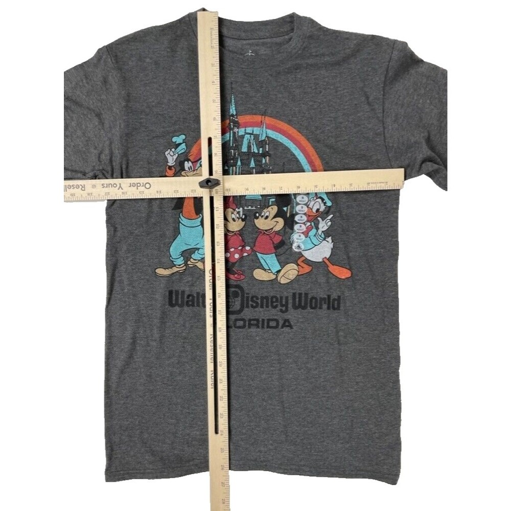 NWT Disney Parks Walt Disney World Retro Rainbow T-Shirt Gray Heather - Size S - Picture 4 of 4